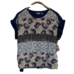 Coral Bay New With Tags  Women's Boxy Blouse with Cuffed short Sleeves.